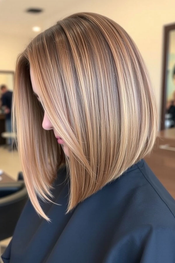 Sun-Kissed A-Line Bob, lob haircut, a-line long bob