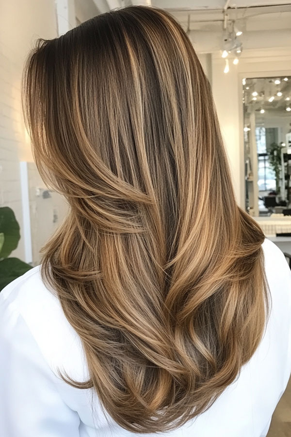 50 Fall Hair Colors to Light Up the Season : Sun-Kissed Balayage with Caramel and Honey Highlights