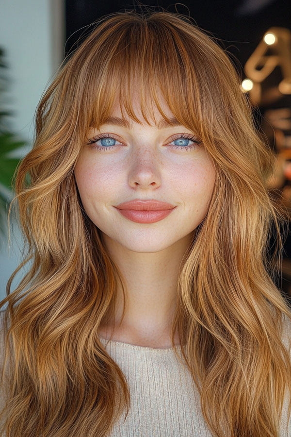 50 Fall Hair Colors to Light Up the Season : Sun-Kissed Strawberry Blonde with Shaggy Layers