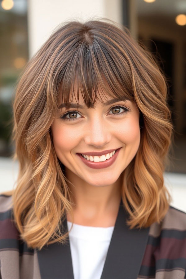 50 Wavy Lob Haircuts for Effortless Glamour : Sunny Glow Lob