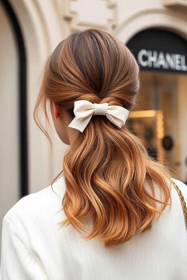 Sweet and Simple Half-Up Bow,  cute hairstyle for everyday, easy hairstyle, effortless hairstyle