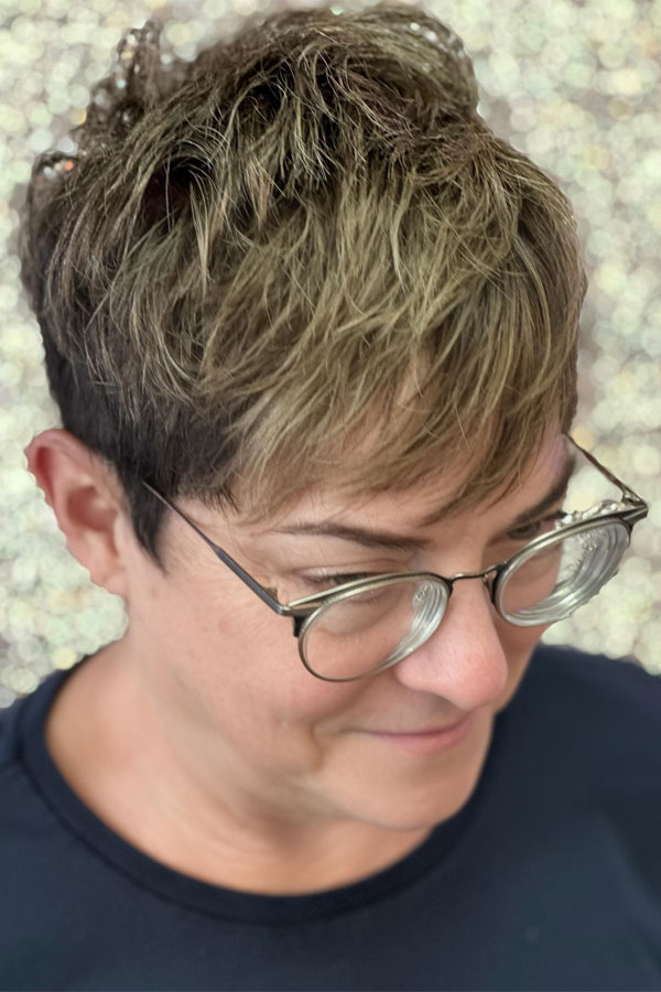 50 Trendy Pixie Haircuts For Women Over 50 : Textured Ash Brown Pixie