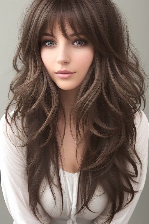 37 Stunning Voluminous Long Layered Haircuts : Textured Waves with Wispy Bangs