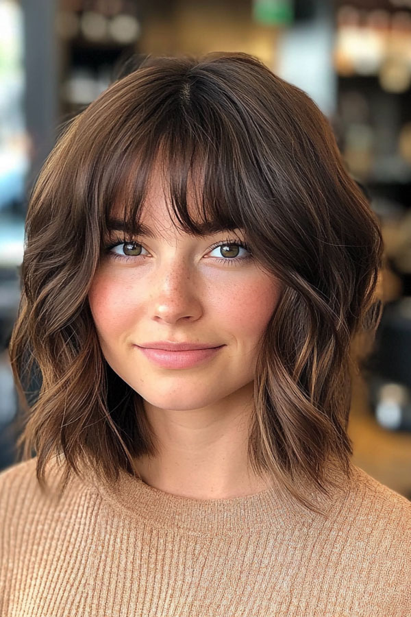 50 Wavy Lob Haircuts for Effortless Glamour : Tousled Chic Lob