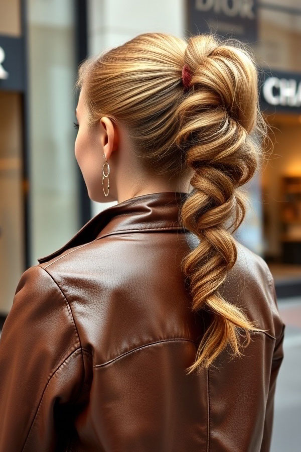 40 Ponytail Hairstyles for an Instant Hair Upgrade : Twisted Rope Ponytail