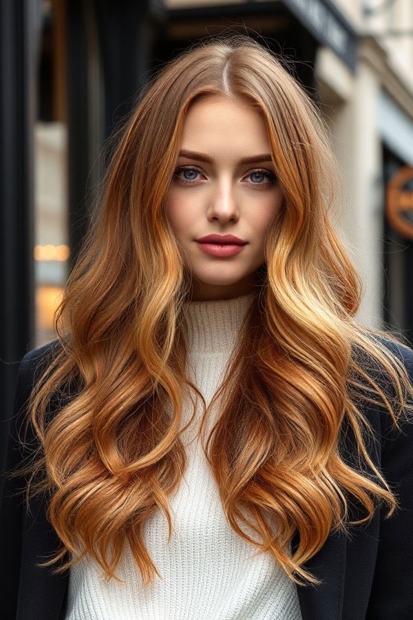 53 Gorgeous Hair Colours for the Fall Season : Voluminous Golden Blonde Long Waves