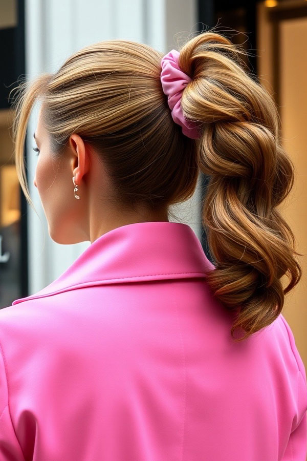 40 Ponytail Hairstyles for an Instant Hair Upgrade : Voluminous Scrunchie Ponytail