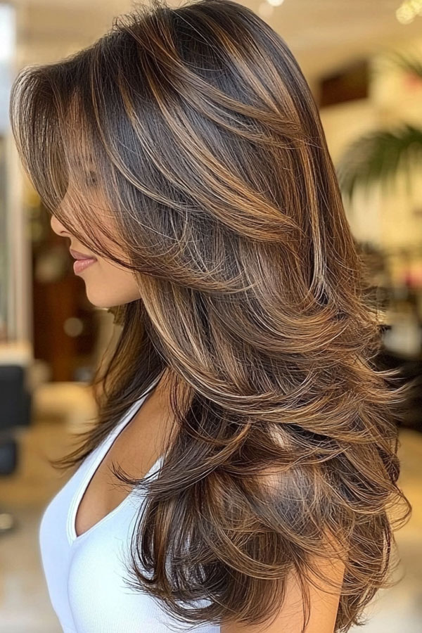 50 Fall Hair Colors to Light Up the Season : Warm Chestnut Layers with Subtle Highlights