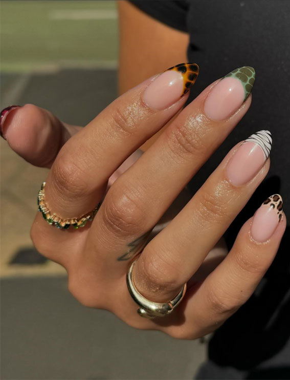 40 Trendsetting Autumn Nail Designs : Wild Tips with Neutral Base