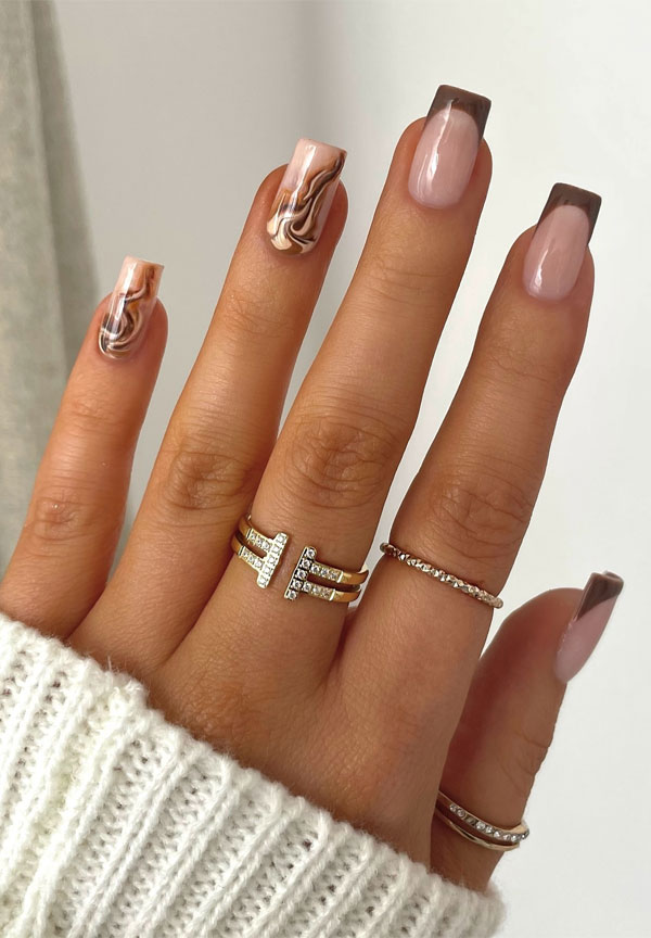 Marble nails, Trendy Fall Nails, autumn nails, autumn nail designs, fall color nails