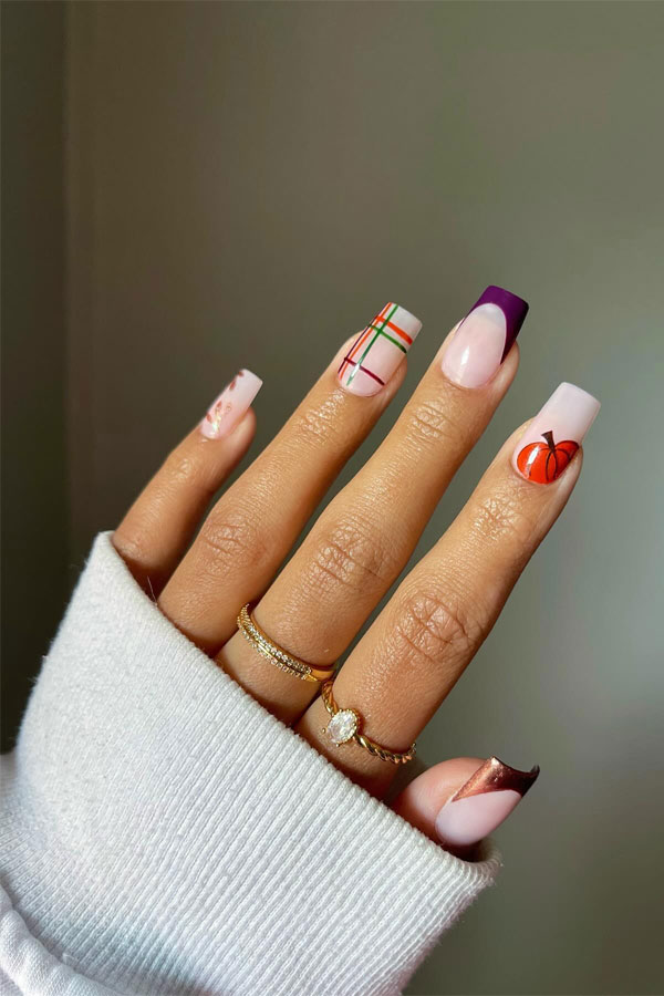 30 Trendy Fall Nails to Inspire Your Cozy Season Look : Pumpkin Spice and Everything Nice