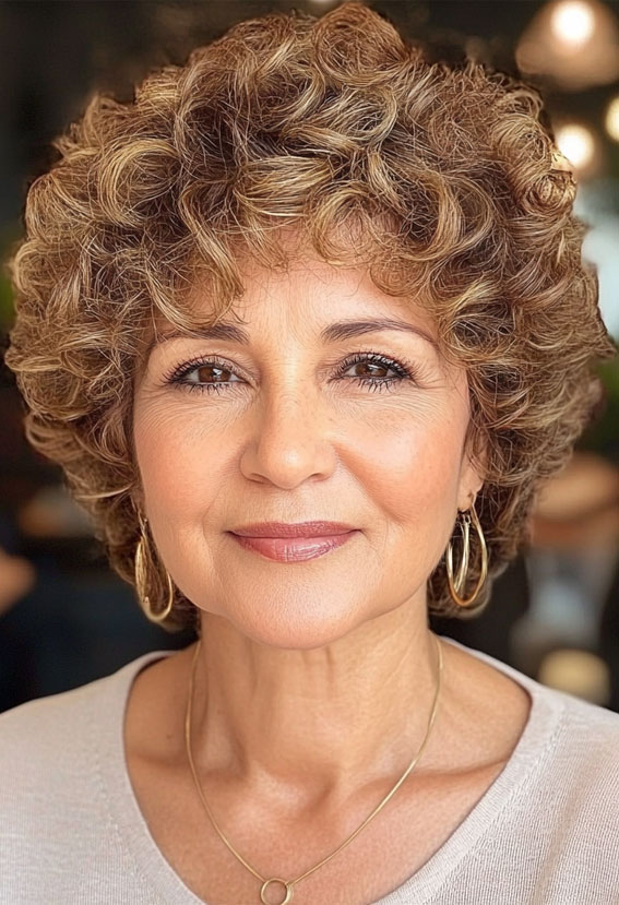 18 Curly Hairstyles for Women Over 60 :  Bouncy, Golden Curls