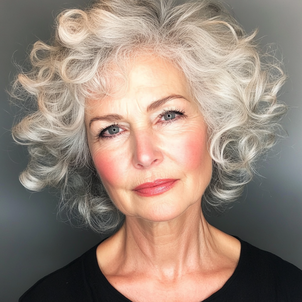 18 Curly Hairstyles for Women Over 60 : Voluminous Silver Curls