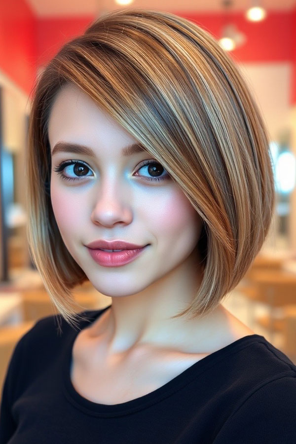 32 Sleek Bob Haircuts for a Chic and Polished Look : Golden Glow Sleek Bob