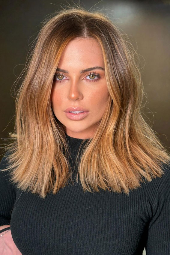 Golden Bronde Straight Lob, Deep, Warm, and Vibrant Hair Colours for Autumn, autumn hair colour, fall hair color