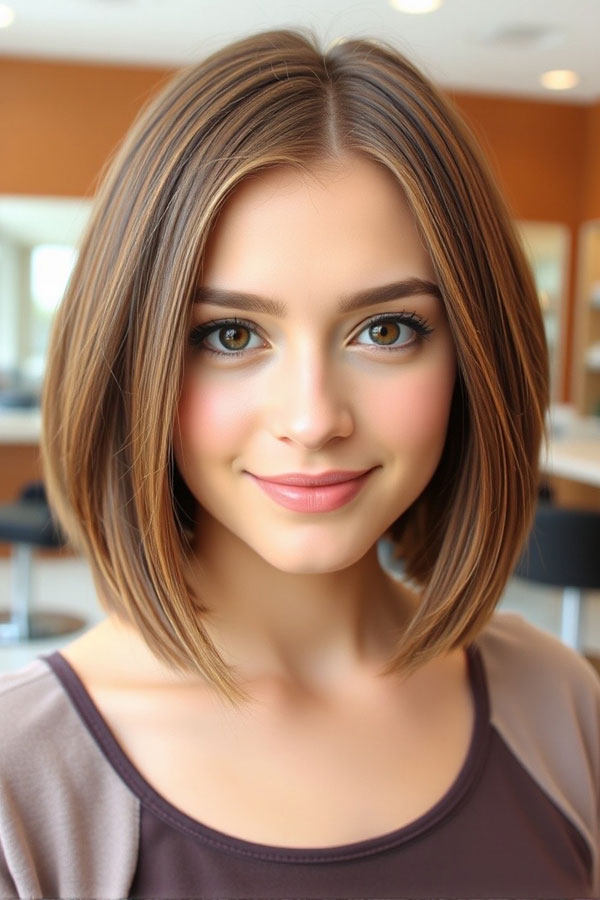 32 Sleek Bob Haircuts for a Chic and Polished Look : Natural Beige Bob with Soft Highlights