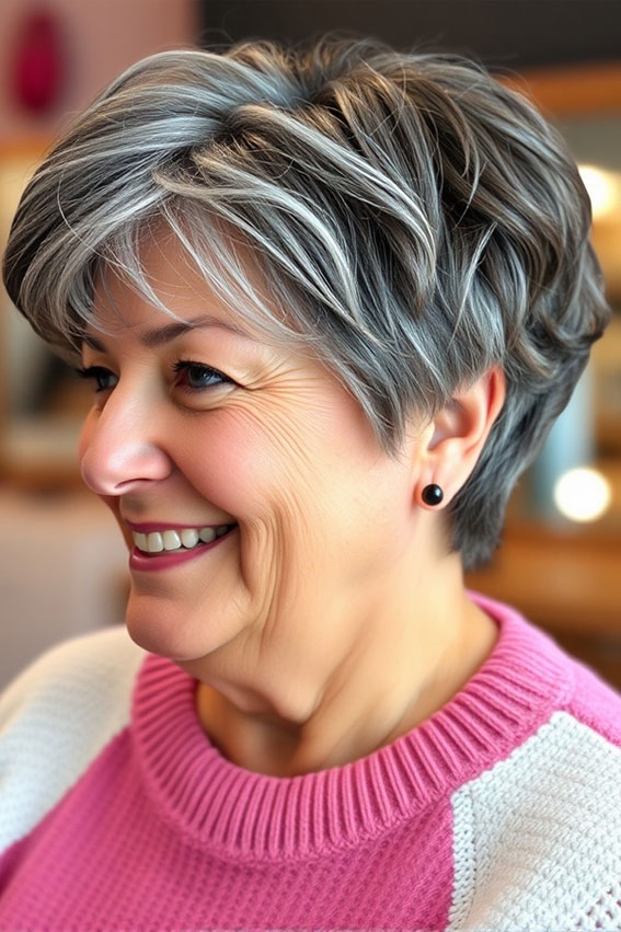 Playful Pixie Layers, Slimming Short Haircuts for Chubby Women Over 60, short haircut for women over 60