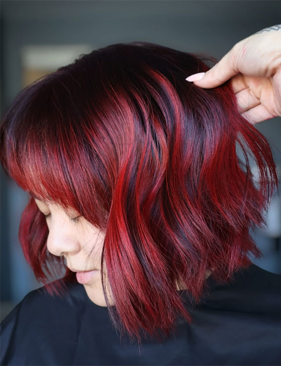 Fiery Red Lob for Autumn, Deep, Warm, and Vibrant Hair Colours for Autumn, autumn hair colour, fall hair color