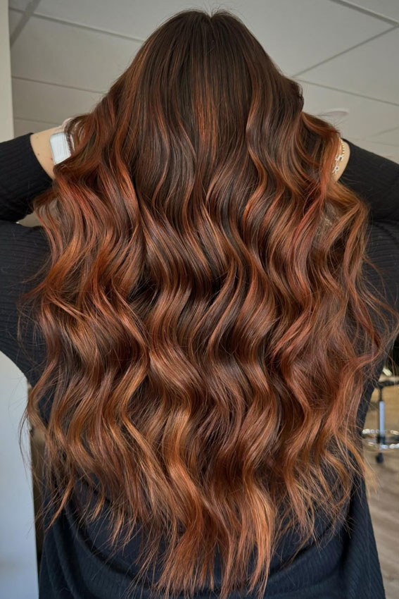 Mocha and Copper Waves, Vibrant Hair Colours for Autumn, autumn hair colour, fall hair color