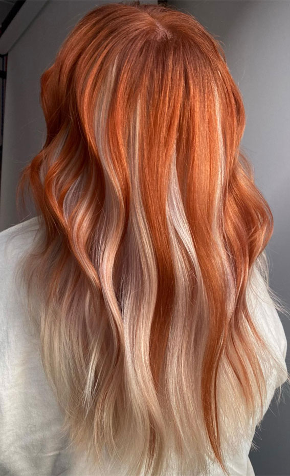 Fiery Copper with Platinum Ends, Vibrant Hair Colours for Autumn, autumn hair colour, fall hair color