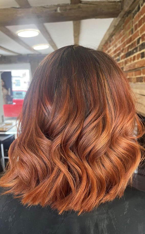 Coppery Chestnut Long Bob Waves