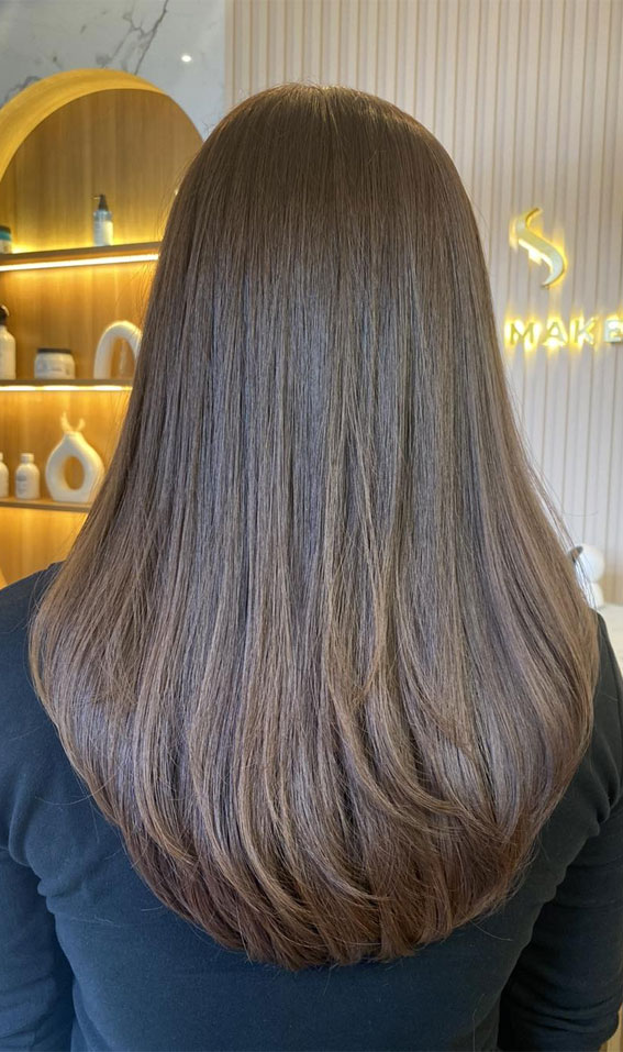 Ashy Brown Subtle Layers , Best Subtle Hair Colour Idea, subtle hair colour, subtle hair colour for brown hair, Subtle hair colour for dark hair, Subtle hair colour for brunettes, hair colours