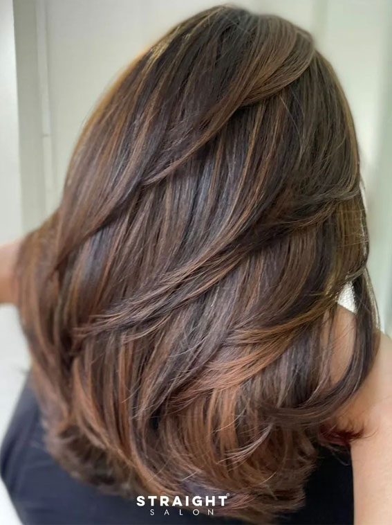 Cinnamon Mocha Layers, Best Subtle Hair Colour Idea, subtle hair colour, subtle hair colour for brown hair, Subtle hair colour for dark hair, Subtle hair colour for brunettes, hair colours