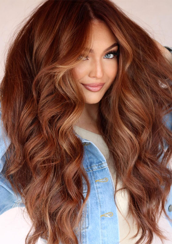 warm chestnut waves, Vibrant Hair Colours for Autumn, autumn hair colour, fall hair color