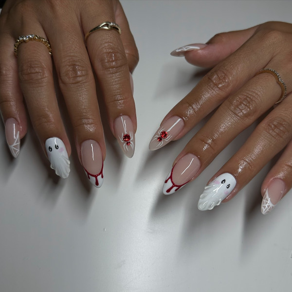 40 Halloween Nail Designs to Try This Season : Ghostly Glam & Blood Drips