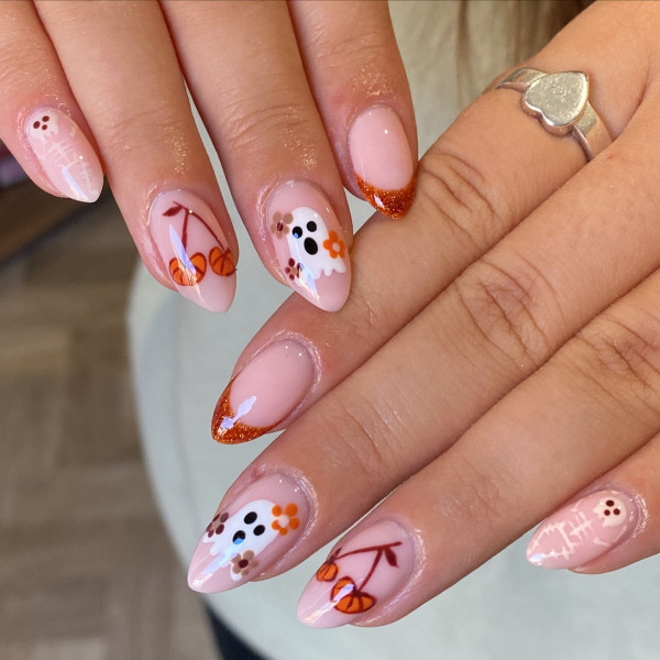 Ghostly Garden Glam, Halloween Nail Designs, spooky Halloween nails, cute halloween nails, Halloween nail Designs acrylic