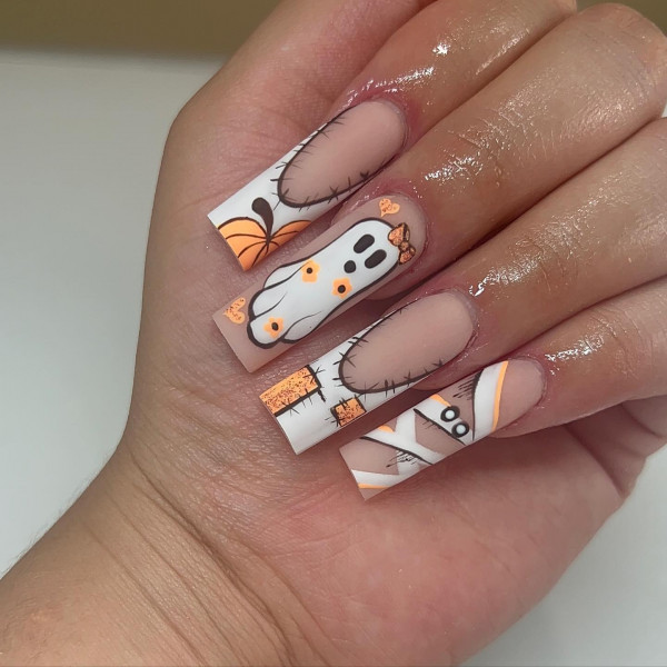 Sweet & Spooky Stitch, Halloween Nail Designs, spooky Halloween nails, cute halloween nails, Halloween nail Designs acrylic