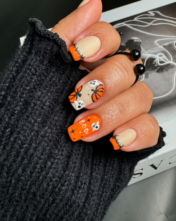 Pumpkin Patch Boo, Halloween Nail Designs, spooky Halloween nails, cute halloween nails, Halloween nail Designs acrylic