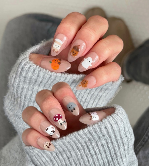 40 Halloween Nail Designs to Try This Season : Cuddly Halloween Cuties