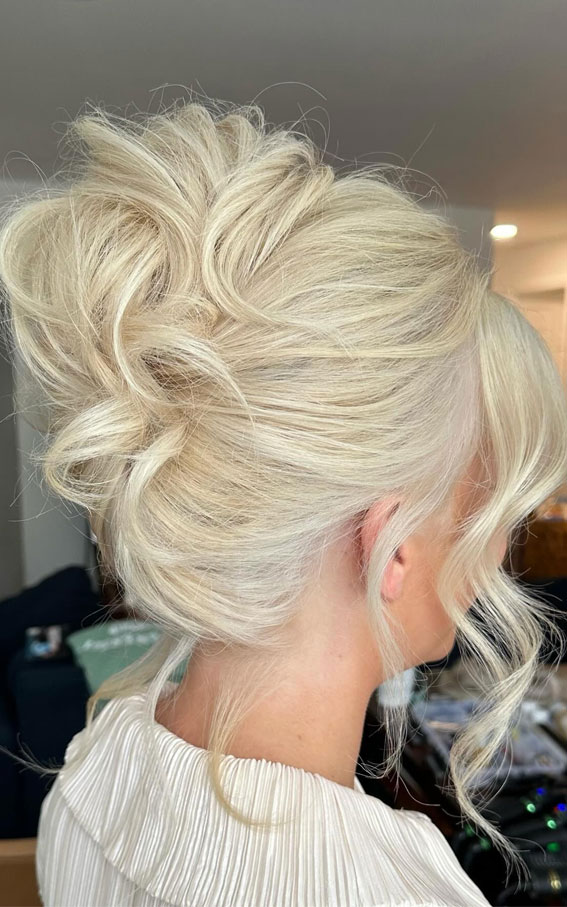 30 Hot and Trendy Updo Hairstyles : Blonde Piled High Twist