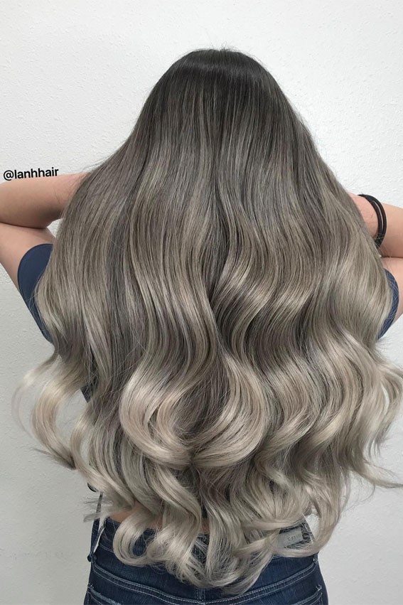 Silver Ash Ombre, Best Subtle Hair Colour Idea, subtle hair colour, subtle hair colour for brown hair, Subtle hair colour for dark hair, Subtle hair colour for brunettes, hair colours