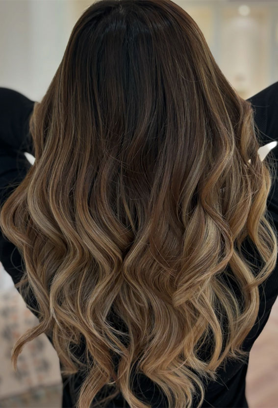 Golden Mocha Balayage, Best Subtle Hair Colour Idea, subtle hair colour, subtle hair colour for brown hair, Subtle hair colour for dark hair, Subtle hair colour for brunettes, hair colours