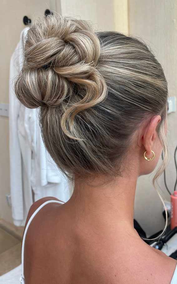 Twisted Knotted Bun, Hot and Trendy Updo Hairstyle, updo hairstyle, sleek updo, high knot updo