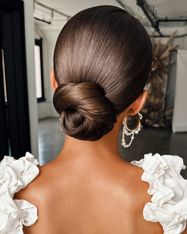 30 Hot and Trendy Updo Hairstyles : Sleek Classic Low Bun