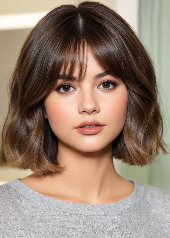 35 Medium Bob Haircuts That Are Always in Style : Deep Chocolate Layered Bob