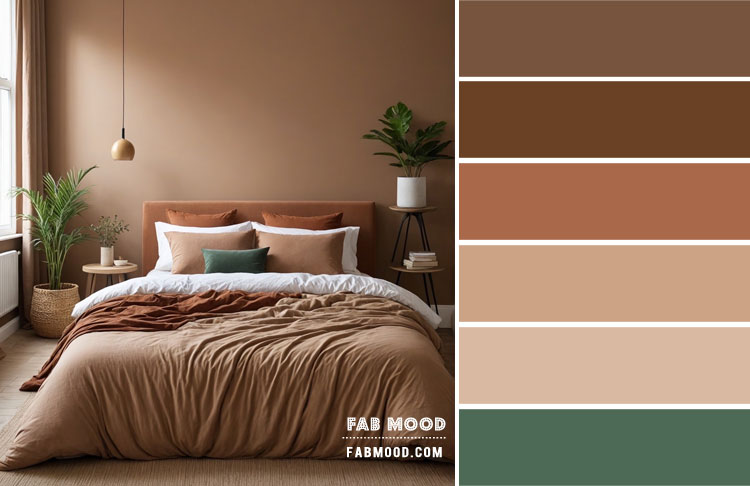 Earthy Tranquility Bedroom Colour Scheme, earthy bedroom colour combo, brown bedroom colour scheme