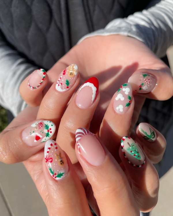 45 Cute Christmas Nail Ideas for A Fun Holiday Look : Holiday Fun Mix