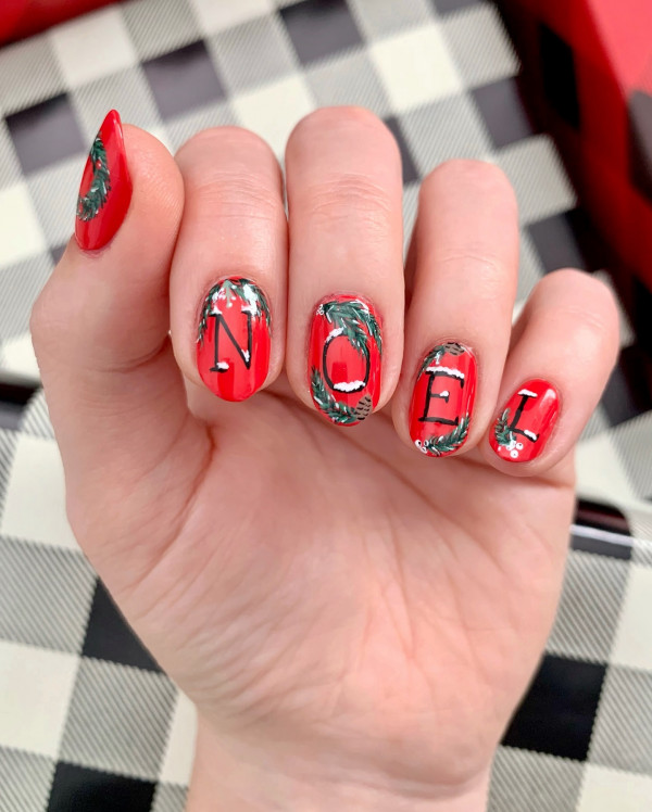 Noel Red nails, Christmas nails, festive Christmas nail art, cute Christmas nails, Christmas Nail Ideas, festive Christmas nails, Xmas nail art, festive nail designs, Christmas nail art designs