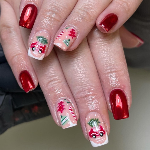 Holiday Road Trip Nails, Christmas nails, festive Christmas nail art, cute Christmas nails, Christmas Nail Ideas, festive Christmas nails, Xmas nail art, festive nail designs, Christmas nail art designs