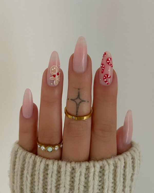 Ginger Bread & Candy Nails, Christmas Nail Ideas, festive Christmas nails, Xmas nail art, cute christmas nails, festive nail designs, Christ mas nail art