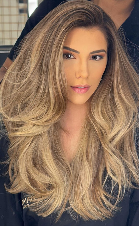 30 Hottest Hair Colours to Try This Winter : Golden Honey Long Layers