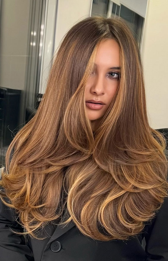 30 Hottest Hair Colours to Try This Winter : Golden Honey Layers