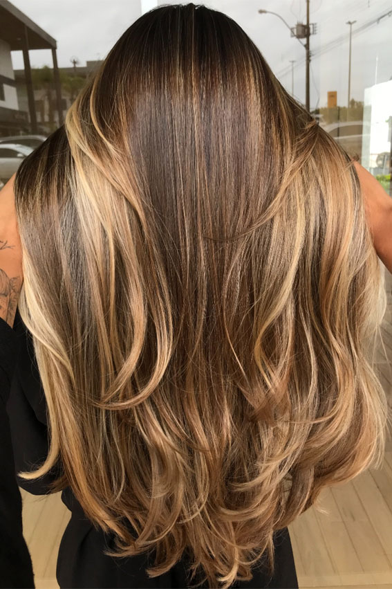 45 Winter Hair Colour Inspiration You Can’t Miss : Sunkissed Ombre Straight Long Hair