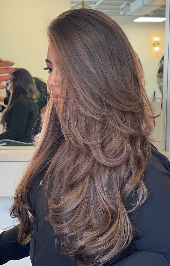 45 Winter Hair Colour Inspiration You Can’t Miss : Rich Mocha Long Layers