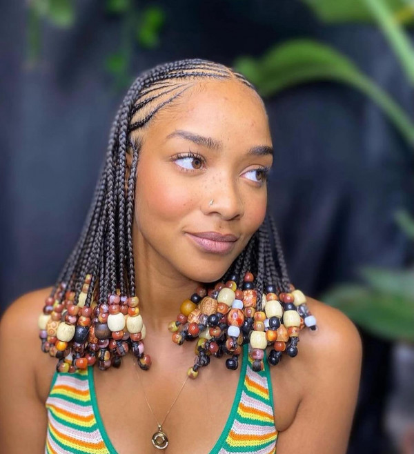 15 Stylish Fulani Braids with Beads : Vibrant Fulani Braids with Chunky Beads