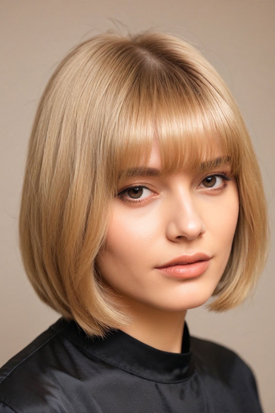 25 Adorable Teddy Bear Blonde Bob Hairstyles : Blonde Bob with Bangs